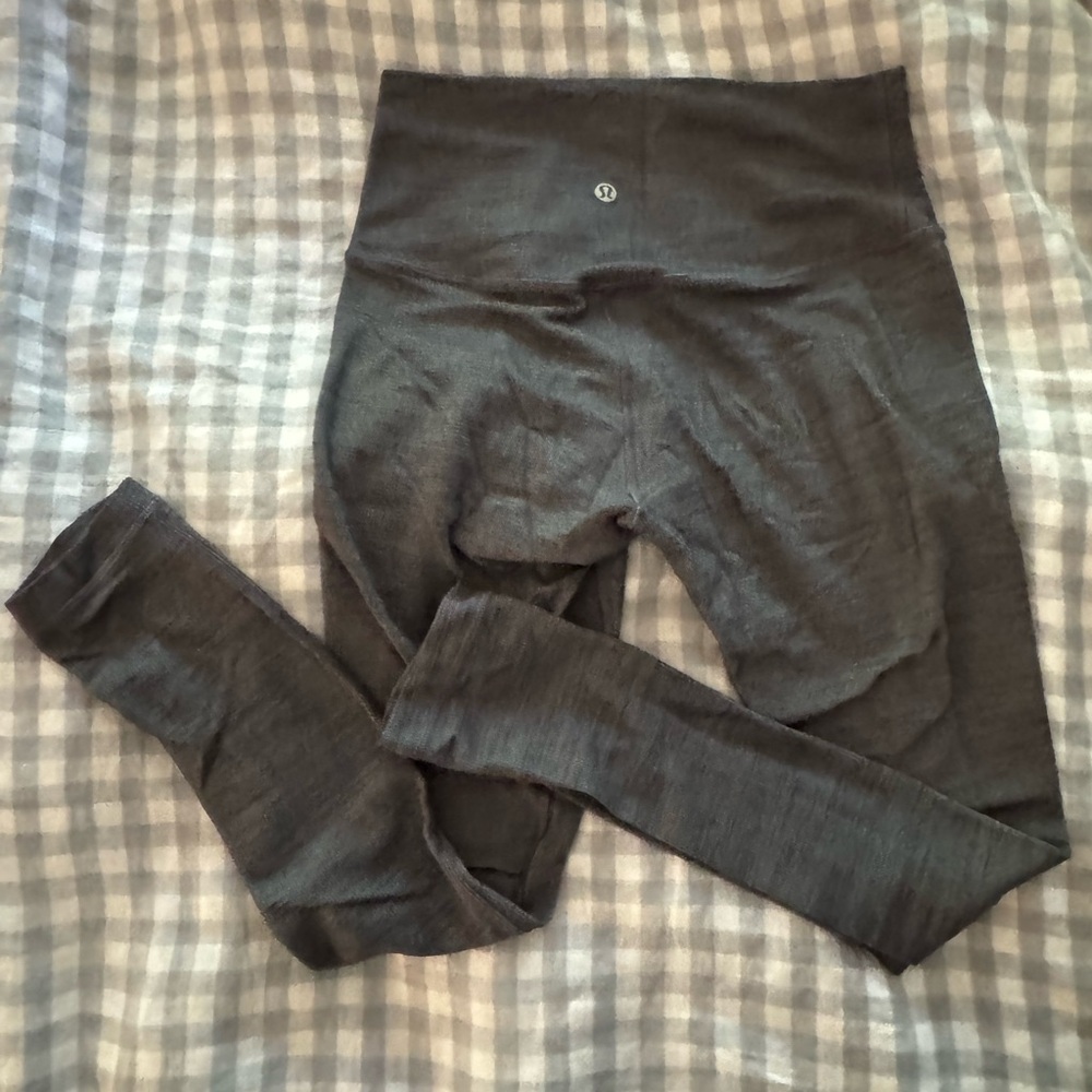 Gray lululemon leggings (cropped to hit above ankle on 5’7”) size 6
